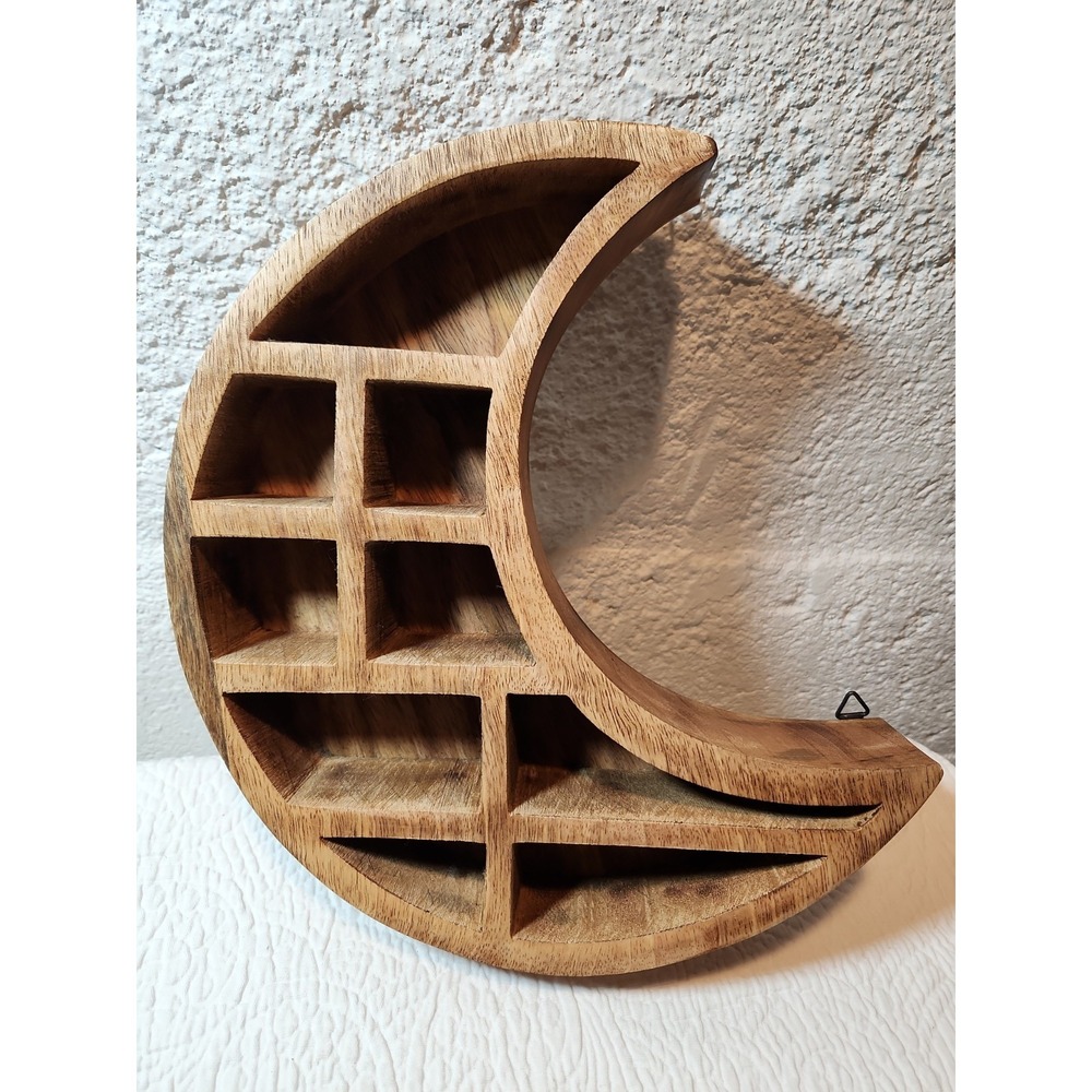 Crescent Moon Shadow Box Wood Wall Hanging Display Case